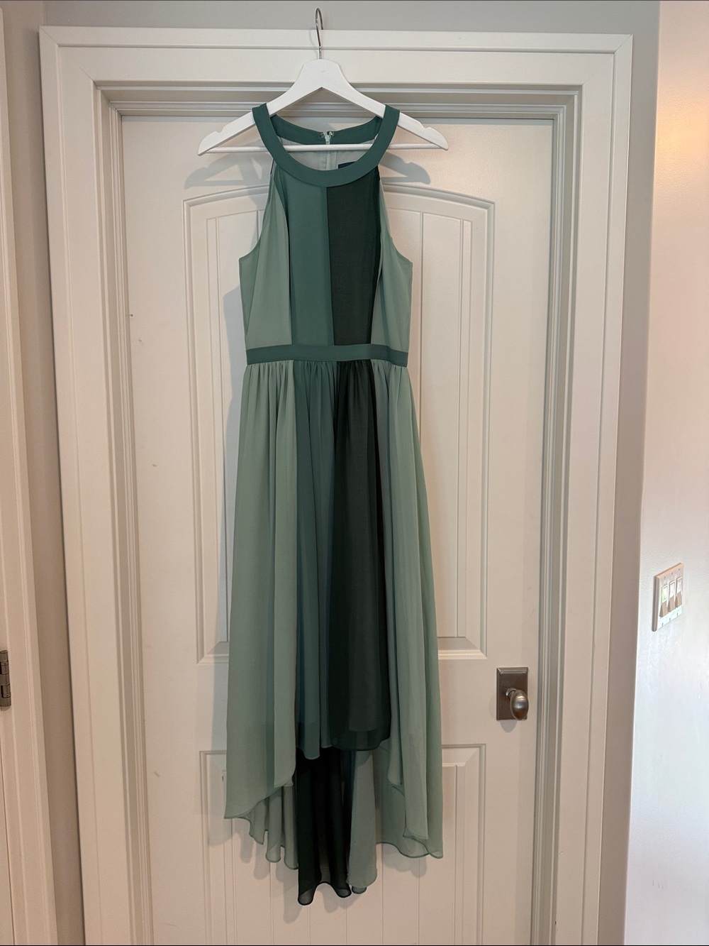 Modcloth High-Low Chiffon Dress in Sage and Forest Green
